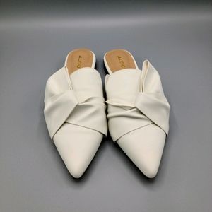 Aldo White Bow Flat Mule, Size 8.5